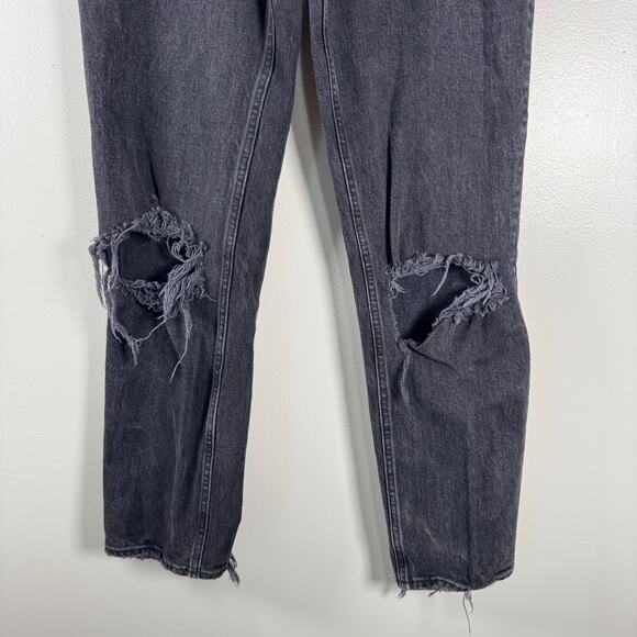 Abercrombie & Fitch Black The 90s Straight Jeans Ultra High Rise Distressed 27/4 - Picture 4 of 11